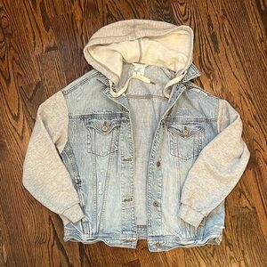 Distressed Offline aerie Jean jacket/hoodie